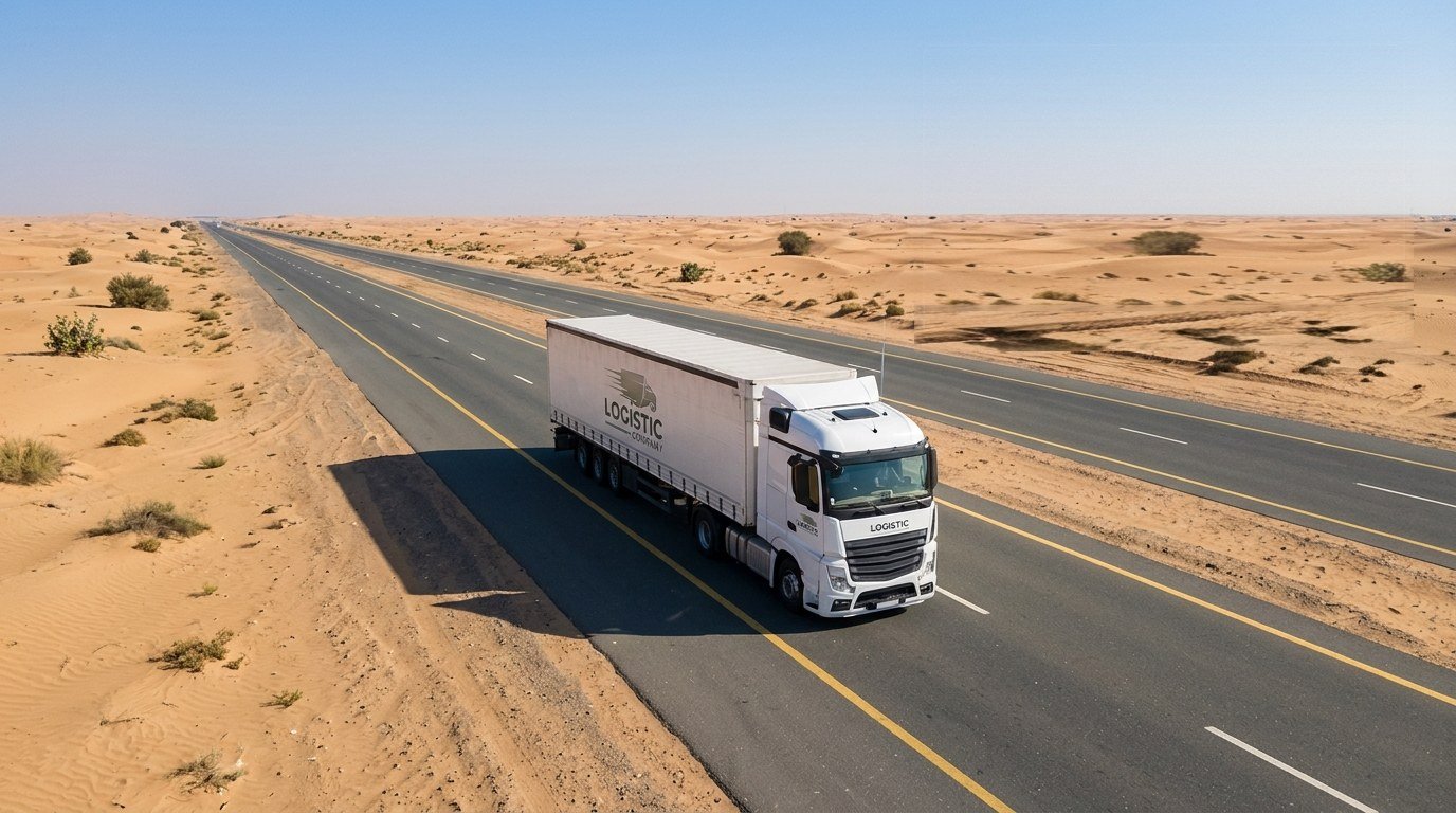 Truck on a desert highway